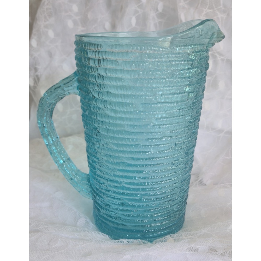 Sereno Textured Aquamarine 6.5 " Vintage Pitcher By Anchor Hocking